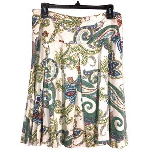 Vtg Izod Paisley Pleated Skirt